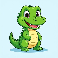 Naklejka premium Cute Crocodile Mascot – Adorable Cartoon Croc Character for Kids, Branding, and Merchandise, isolated white background