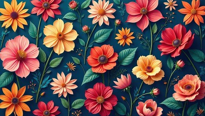 Intricate, flowing floral pattern, continuous design, background, design element, print