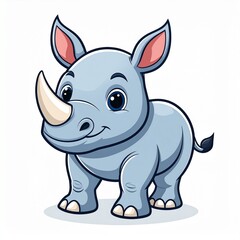 Fototapeta premium Cute Rhinoceros Mascot – Adorable Cartoon Rhino Character on Isolated Background for Kids' Products and Branding