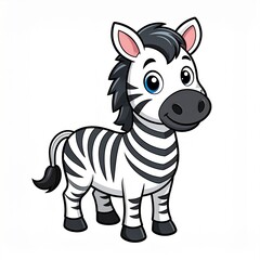 Obraz premium Cute Zebra Mascot – Adorable Cartoon Zebra Character on White Background for Branding & Merchandise