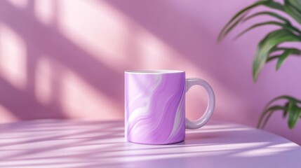 Purple Marble Mug on Pink Table with Soft Light