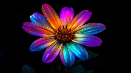 Obraz premium Vibrant Rainbow Flower Closeup Macro Photography
