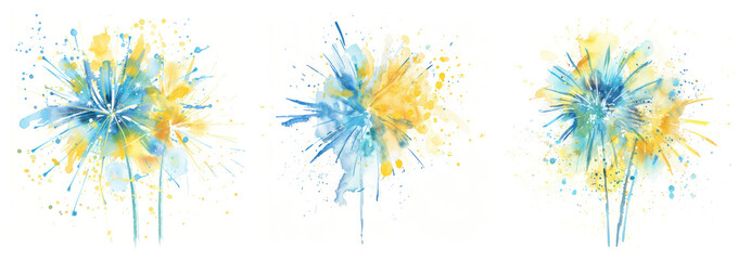 PNG Vibrant abstract paint splashes, element set on transparent background