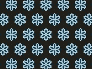 An abstract background with a repeating pattern of stylized, light-blue flowers on a dark background, creating a seamless, geometric design.