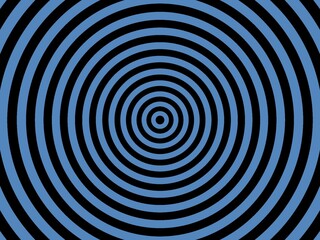 An abstract background image with concentric circles in alternating black and blue, creating a hypnotic effect.