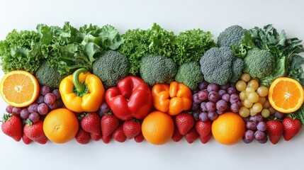 Colorful array of fresh fruits and vegetables