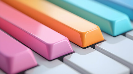 Closeup of Colorful Glossy Piano Keys
