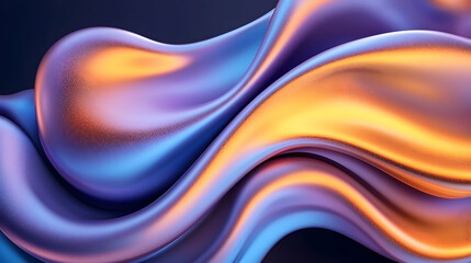Glowing Golden and Blue Abstract Waves with Glitter