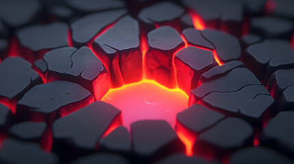 Glowing Lava Illuminates Cracked Earth