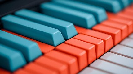 Closeup of Teal and Orange Piano Keys