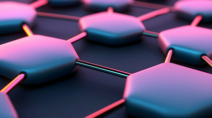 Glowing Network of Interconnected Hexagonal Nodes