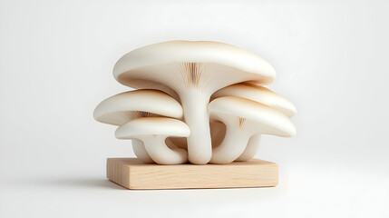 Cluster of White Mushrooms on Beige Substrate