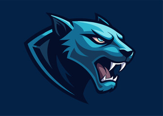 Obraz premium Fierce Panther Emblem: A powerful panther rendered in striking shades, snarling, expressing strength, resolve and ferocity, perfect for representing an attitude of power.