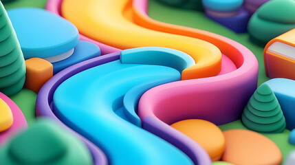 Colorful Abstract 3D Path Illustration