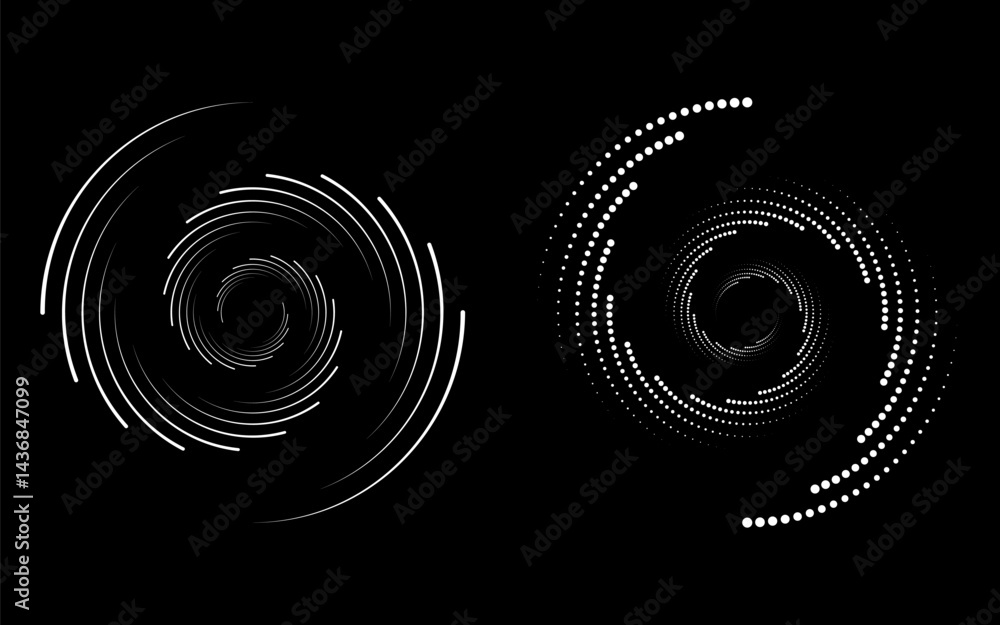 Poster set of speed lines in circle form. radial speed lines in circle form for comic books. technology rou