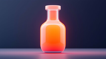 Glowing Orange Liquid in Glass Vial on Dark Background