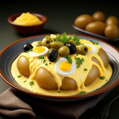 Papa a la Huanca&iacute;na: Kartoffeln mit K&auml;secreme