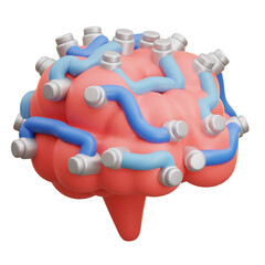 3D AI Neural Brain Network Icon