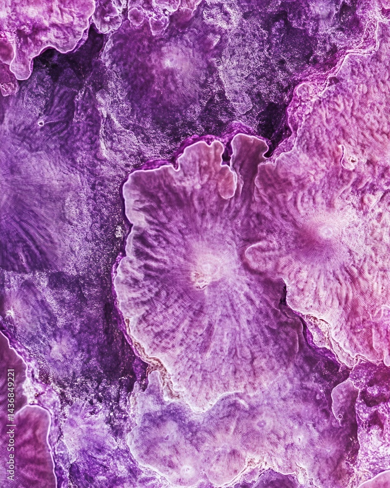 Poster purple concentric circular patterns on textured surface