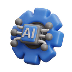 3D AI Processor Gear Icon