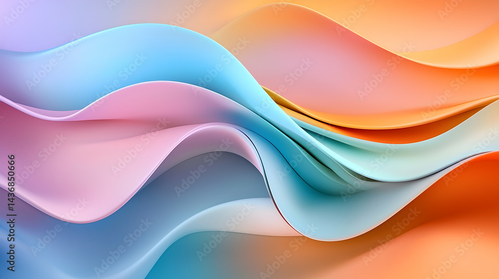Poster multicolor holographic animated gradient background with flowing waves
