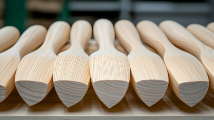 Natural Hickory Wood Handles Arranged on Rustic Surface
