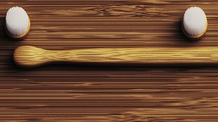 Wooden kitchen surface with a rolling pin and two white bowls, ideal for cooking or baking scenes