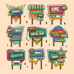 retro sign board vector set illustration