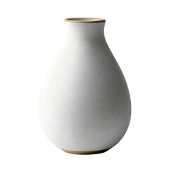 Isolated white vase with a narrow neck and a rounded body on a plain space on transparent background