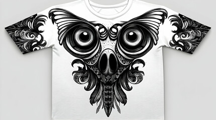 Stylish graphic tee featuring an owl and butterfly design.
