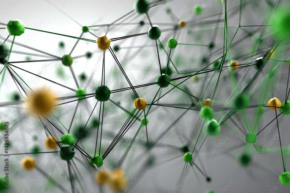 Poster Geometric Structure Illustrates Machine Learning Process Evolving With Interconnected Nodes and Edges