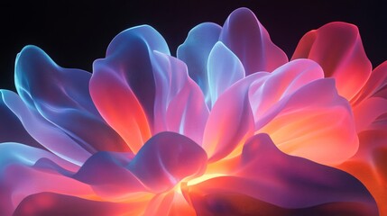 Glowing Abstract Flower with Vivid Red Blue Petals