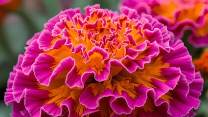 Fototapeta premium Close-up of a Vibrant Pink Marigold Bloom
