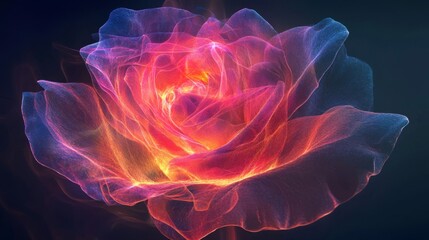 Obraz premium Glowing Abstract Rose with Vibrant Colors