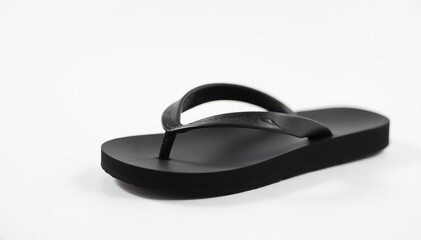 Single black flip-flop on white background, studio shot , toe, white, single