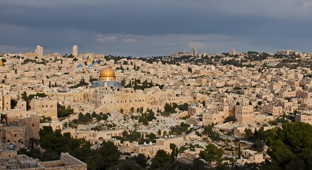 Contemporary Line Art Rendering of Jerusalem, Israel: A Modern Take on a Timeless City
