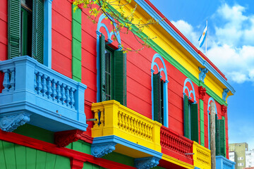 Argentina, colorful buildings of El Caminito, a popular tourist destination in Buenos Aires.