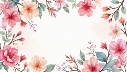 Delicate watercolor floral repeat Soft, pastel hues, intertwined blossoms , intertwined, subtle, botanical