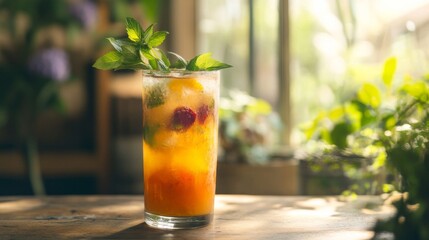 Refreshing Summer Cocktail with Raspberry and Mint
