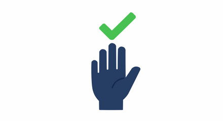 Hand with Check Mark Symbolizing Approval  
