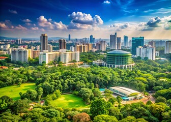 Fototapeta premium Bangalore Cityscape: Panoramic View from Hotel Terrace, June 2022