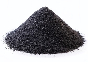 Black Quartz Sand Pile Isolated on White Background - Construction, Water Treatment, Agriculture