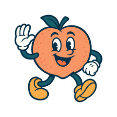 peach funny cartoon mascot character