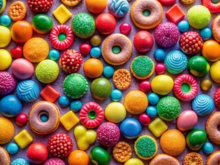 Fototapeta premium Candy Sweets Texture Background, Repeating Pattern, Generative AI Imagery