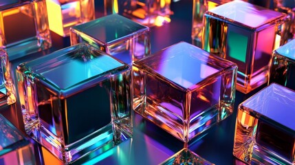 Colorful Glass Cubes Abstract Background