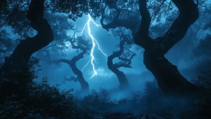 Lightning Strike in a Dark Forest