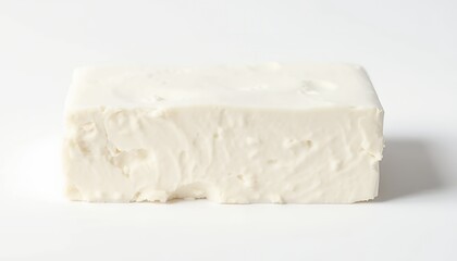 Block of White Feta Cheese Isolated on White Screen Background Perfect for Culinary Projects and Mediterranean Cuisine Ads and Promotion