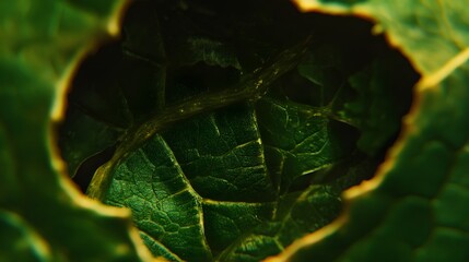 Intricate Green Leaf Texture Macro Photography