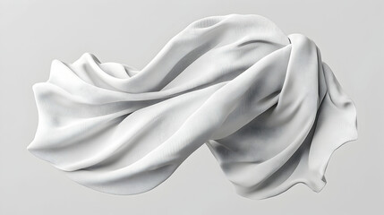 Fototapeta premium Elegant, flowing white fabric draped in dynamic folds.