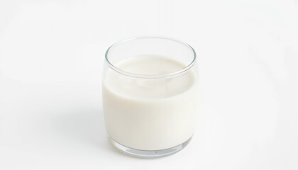 Close Up Glass of Fresh Milk Isolated on White Screen Background for Nutrition Advertisement